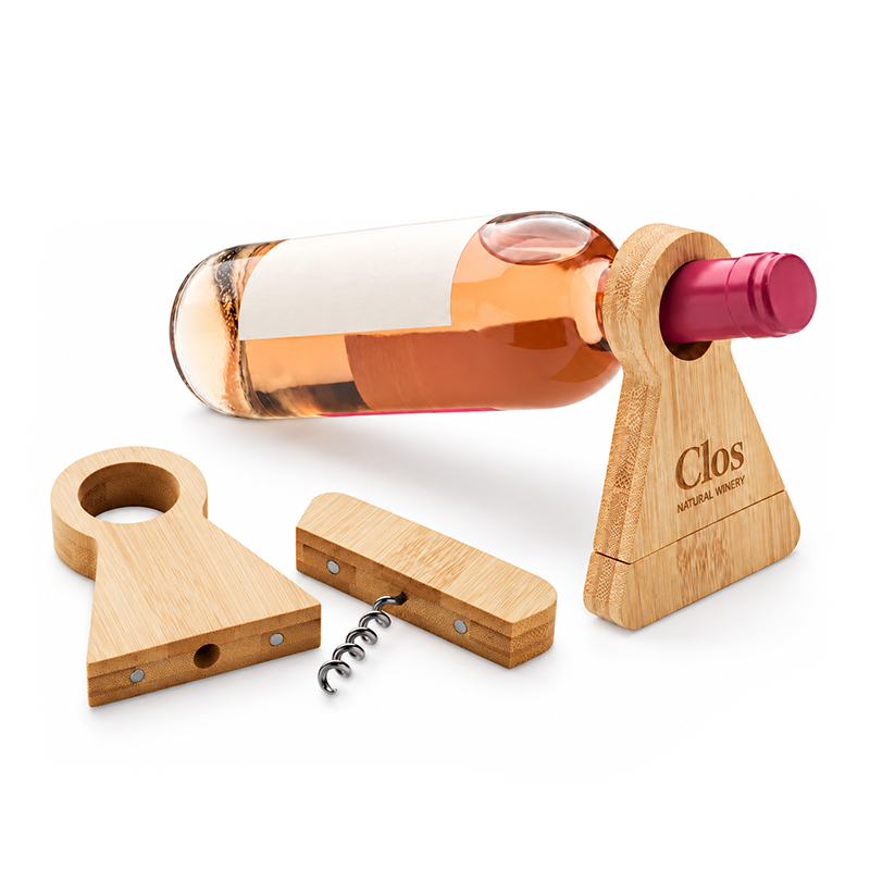 2-in-1-Flaschenständer aus Bambus