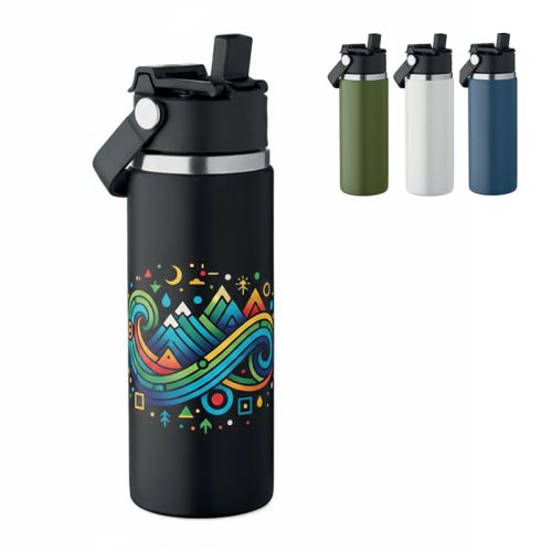 Doppelwandige Flasche mit Trinkhalm - Bild 1